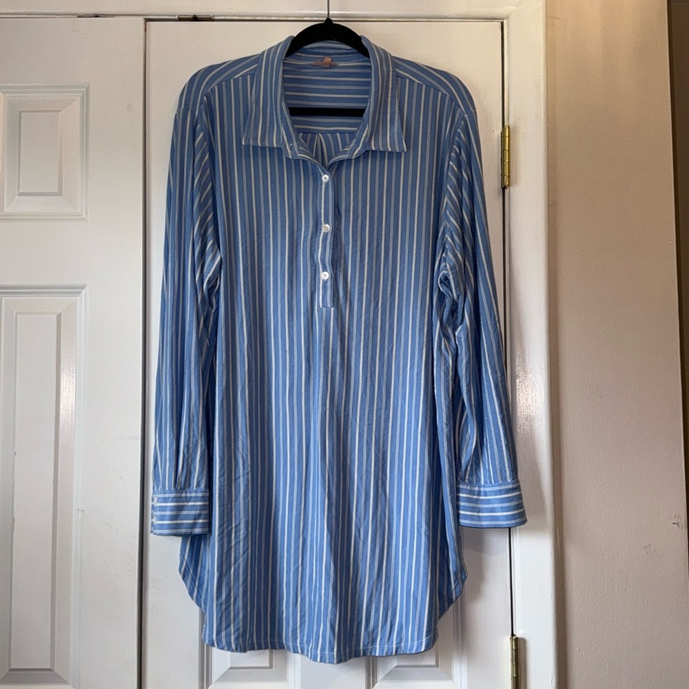 Blue Striped Women's Sleep Shirt